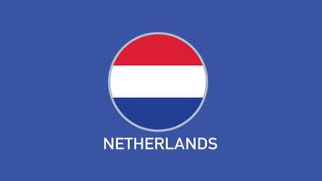 Países Bajos bandera emblema equipos europeo naciones 2024 resumen países europeo Alemania fútbol americano símbolo logo diseño ilustración vector