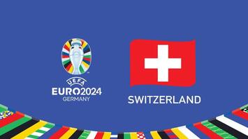 euro 2024 Suiza emblema cinta equipos diseño con oficial símbolo logo resumen países europeo fútbol americano ilustración vector