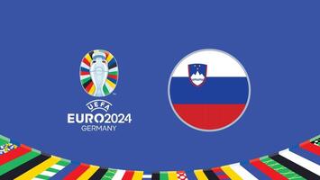 Euro 2024 Germany Slovenia Flag Teams Design With Official Symbol Logo Abstract Countries European Football Illustration vector