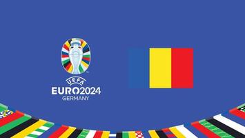 Euro 2024 Romania Emblem Flag Teams Design With Official Symbol Logo Abstract Countries European Football Illustration vector