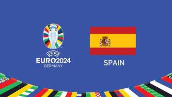 euro 2024 España emblema bandera equipos diseño con oficial símbolo logo resumen países europeo fútbol americano ilustración vector