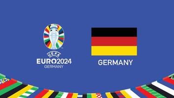 euro 2024 Alemania emblema bandera equipos diseño con oficial símbolo logo resumen países europeo fútbol americano ilustración vector