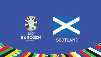 euro 2024 Escocia emblema cinta equipos diseño con oficial símbolo logo resumen países europeo fútbol americano ilustración vector