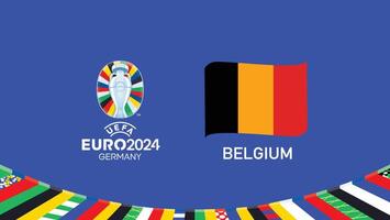 euro 2024 Bélgica emblema cinta equipos diseño con oficial símbolo logo resumen países europeo fútbol americano ilustración vector