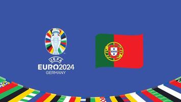 euro 2024 Portugal emblema cinta equipos diseño con oficial símbolo logo resumen países europeo fútbol americano ilustración vector