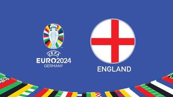 euro 2024 Alemania Inglaterra bandera emblema equipos diseño con oficial símbolo logo resumen países europeo fútbol americano ilustración vector