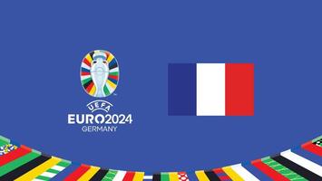 euro 2024 Francia bandera emblema equipos diseño con oficial símbolo logo resumen países europeo fútbol americano ilustración vector