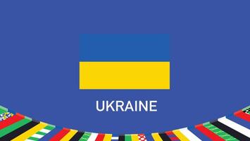 Ukraine Flag Teams European Nations 2024 Symbol Abstract Countries European Germany Football Logo Design Illustration vector