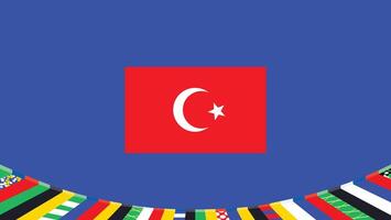 Turkiye Flag Symbol European Nations 2024 Teams Countries European Germany Football Logo Design Illustration vector