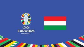 euro 2024 Hungría emblema bandera equipos diseño con oficial símbolo logo resumen países europeo fútbol americano ilustración vector