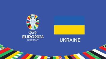 euro 2024 Ucrania emblema bandera equipos diseño con oficial símbolo logo resumen países europeo fútbol americano ilustración vector