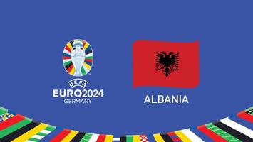 Euro 2024 Albania Emblem Ribbon Teams Design With Official Symbol Logo Abstract Countries European Football Illustration vector