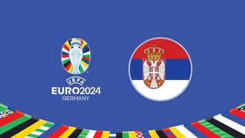 Euro 2024 Germany Serbia Flag Teams Design With Official Symbol Logo Abstract Countries European Football Illustration vector
