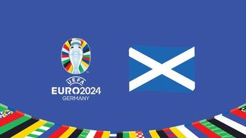 Euro 2024 Scotland Flag Ribbon Teams Design With Official Symbol Logo Abstract Countries European Football Illustration vector
