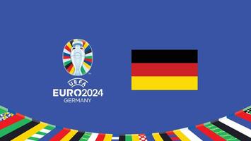 euro 2024 Alemania bandera emblema equipos diseño con oficial símbolo logo resumen países europeo fútbol americano ilustración vector