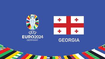 euro 2024 Georgia emblema bandera equipos diseño con oficial símbolo logo resumen países europeo fútbol americano ilustración vector