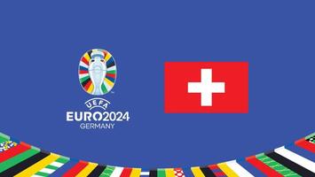 euro 2024 Suiza bandera emblema equipos diseño con oficial símbolo logo resumen países europeo fútbol americano ilustración vector