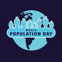World population day background with world and people in flat design vector