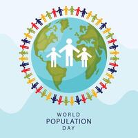 World population day background with world and people in flat design vector