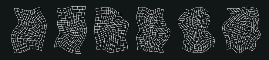 retro 90s cuadrícula 3d elementos y líneas en dinámico. ciber estético. plano ilustración aislado en blanco antecedentes. vector
