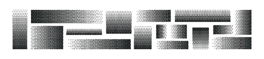 Pixel pattern background with square textures gradient from black to white. Flat illustration isolated on white background. vector