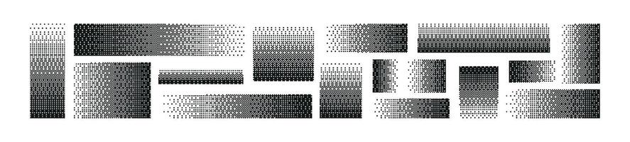 Pixel pattern background with square textures gradient from black to white. Flat illustration isolated on white background. vector