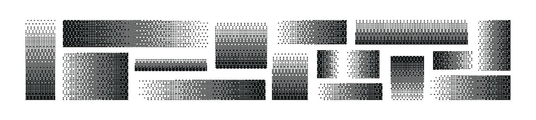 Pixel pattern background with square textures gradient from black to white. Flat illustration isolated on white background.