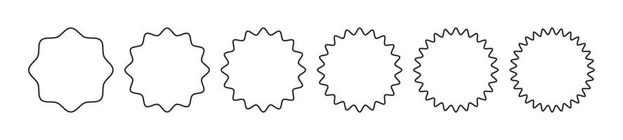 Circular badge zigzag pattern ,round line border border. Flat illustration isolated on white background. vector