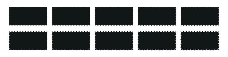 Wavy edge frames scalloped borders , rectangle and square box. Squiggle waves border. Flat illustration isolated on white background. vector