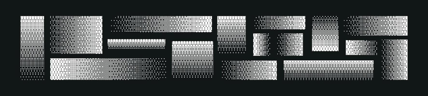Pixel pattern background with square textures gradient from black to white. Flat illustration isolated