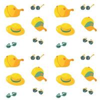Beach hats and sunglasses pattern vector