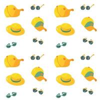 Beach hats and sunglasses pattern vector