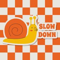 Sticker Snail Slow down Illustration in Retro Groovy Style vector