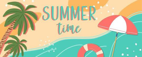 verano vistoso póster. playa vacaciones. horizontal ilustración. vector