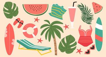 Set of retro summer elements. vector