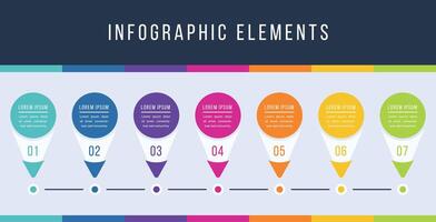 infografía elementos cronograma 7 7 objetos, elementos, pasos o opciones negocio información diseño infografia modelo vector