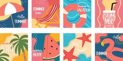 Set of abstract banner. Beach summer background, vacation poster. vector