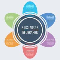 Business infographic design 6 steps, objects, elements or options infographic circle design template vector