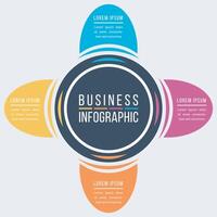 Business infographic design 4 steps, objects, elements or options infographic circle design template vector