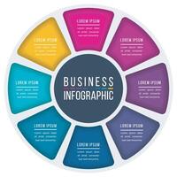 infografía circulo diseño 8 pasos, objetos, elementos o opciones negocio información vector