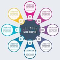 Business infographic design 8 steps, objects, elements or options infographic circle design template vector