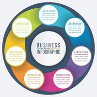 Business Infographic circle design 7 steps, objects, options or elements business information colorful vector