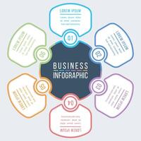 6 Options Infographic design 6 steps, objects, options or elements business information colored infographic template vector