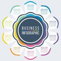 Infographic business template 10 steps, objects, elements or options business information colorful infographic design vector