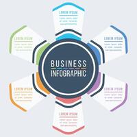 Infographic business template 6 steps, objects, elements or options business information colorful infographic design vector