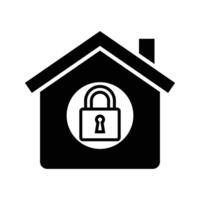 hogar con candado, ilustración de casa seguridad icono vector