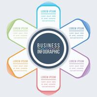 Infographic business design 6 Steps, objects, elements or options circle infographic template for business information vector