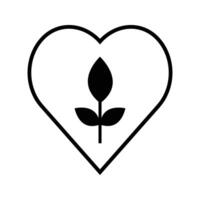 Heart shape with plant leaf, illustration of natural and ecological friendly icon vector