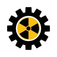 Cogwheel with radioactive symbol, nuclear engineering concept icon vector