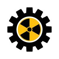 rueda dentada con radioactivo símbolo, nuclear Ingenieria concepto icono vector